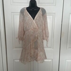 Dress Forum Los Angeles Floral Wrap Boho Dress‎ Women S Pink Ruffle Whimsical